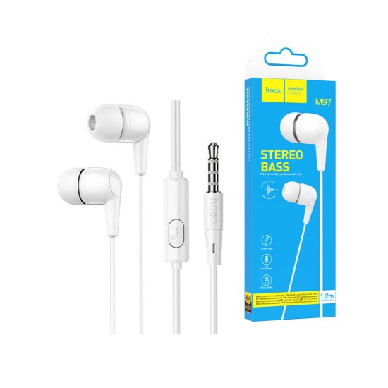 Hoco Earphones M97 Enjoy Original Series with Mic and One-Button control 1.2m 3.5mm White Hoco Earphones M97 Enjoy Original Series with Mic and One-Button control 1.2m 3.5mm White